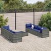 vidaXL 9 Piece Garden Lounge Set with Cushions Grey Poly Rattan