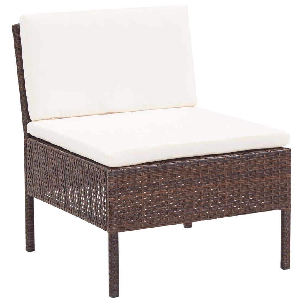 vidaXL 6 Piece Garden Lounge Set with Cushions Poly Rattan Brown