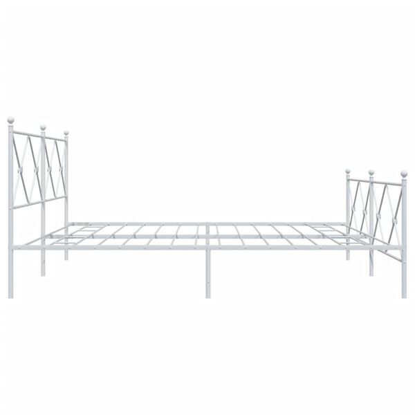 vidaXL Metal Bed Frame without Mattress with Footboard White 193x203cm