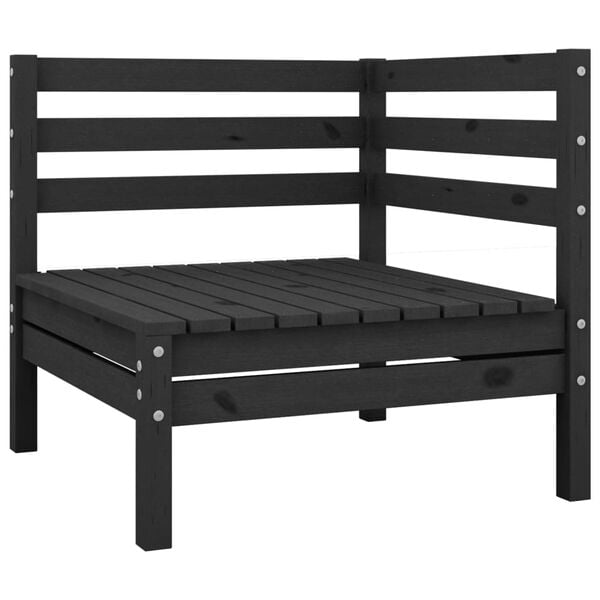 vidaXL 4 Piece Garden Lounge Set Black Solid Pinewood