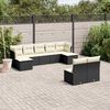 vidaXL 9 Piece Garden Sofa Set with Cushions Black Poly Rattan