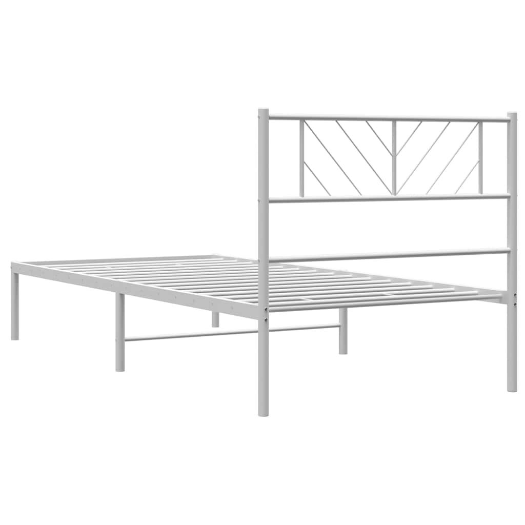 vidaXL Metal Bed Frame without Mattress with Headboard White 100x200cm