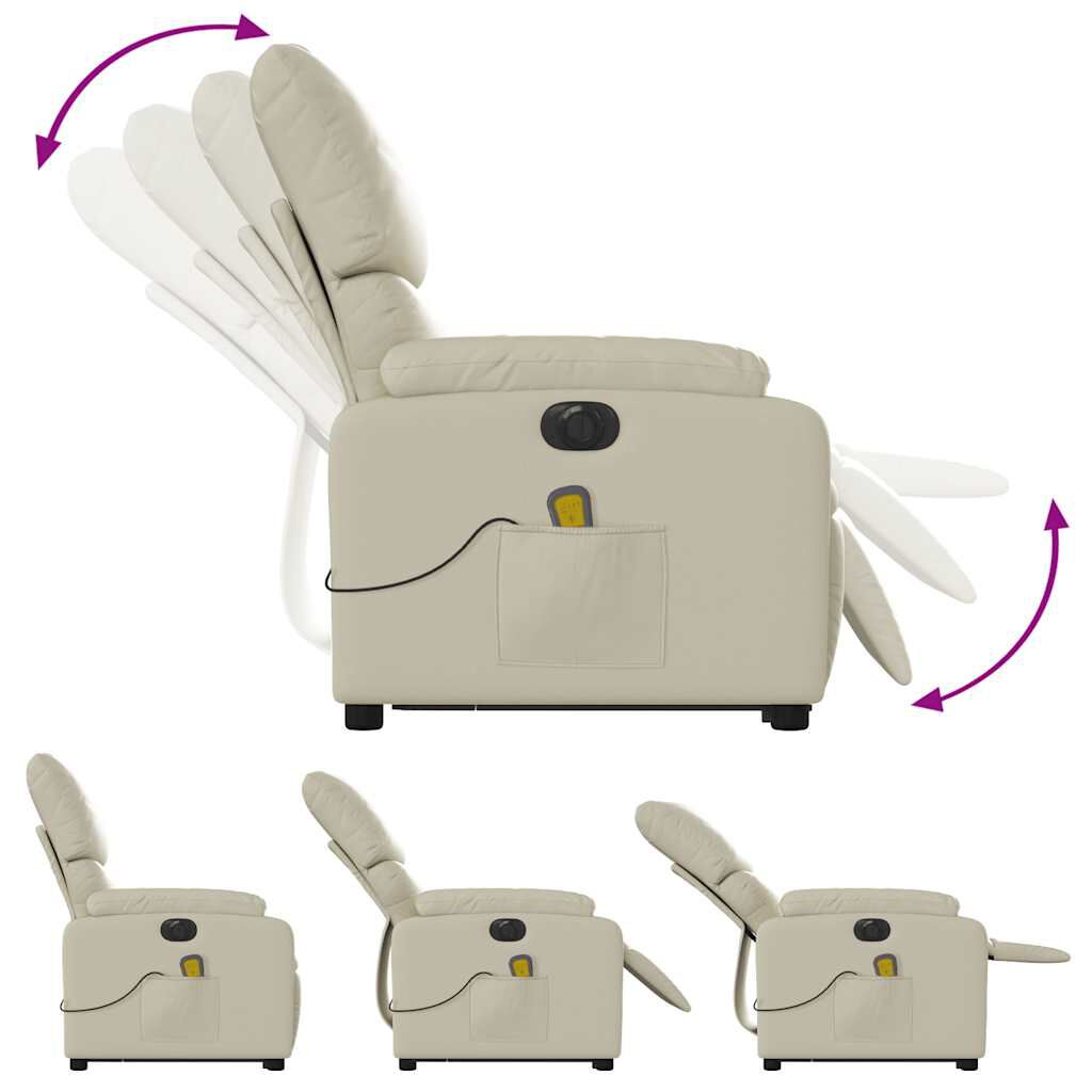 vidaXL Electric Stand up Massage Recliner Chair Cream Faux Leather
