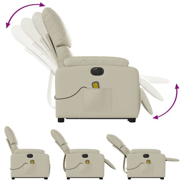 vidaXL Electric Stand up Massage Recliner Chair Cream Faux Leather