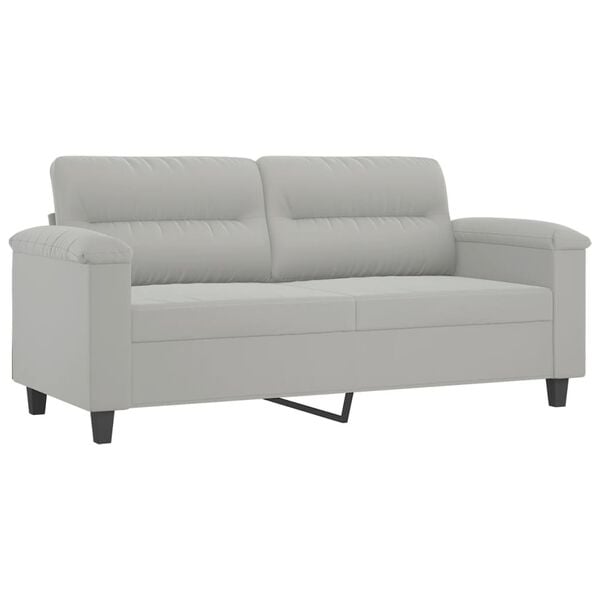 vidaXL 2-Seater Sofa with Pillows Light Grey 140 cm Microfibre Fabric