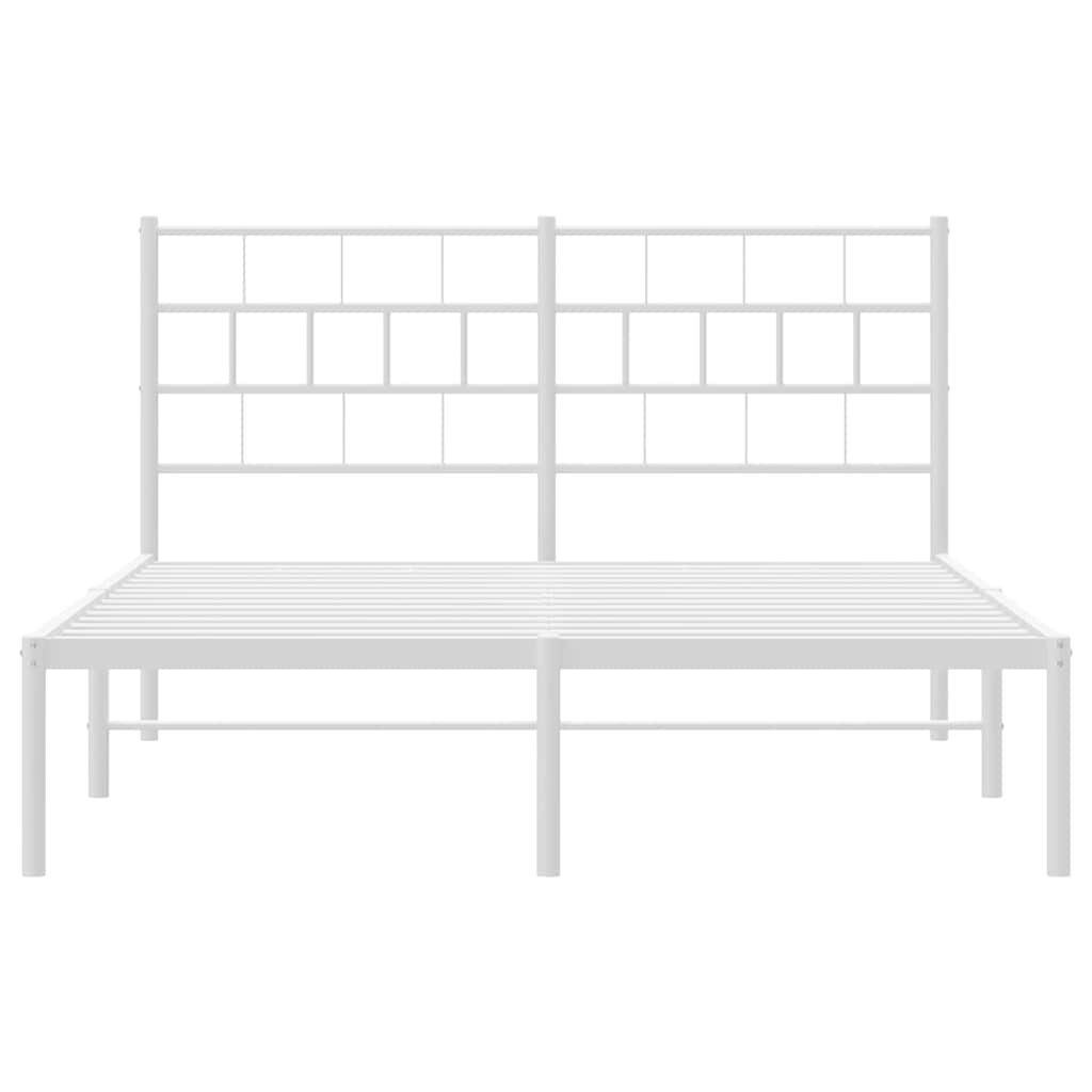 vidaXL Metal Bed Frame without Mattress with Headboard White 135x190cm