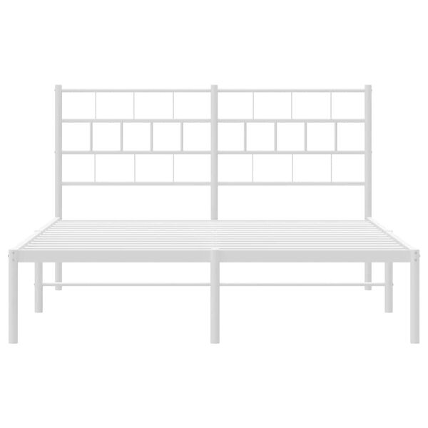 vidaXL Metal Bed Frame without Mattress with Headboard White 135x190cm