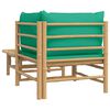 vidaXL 2 Piece Garden Lounge Set with Green Cushions Bamboo