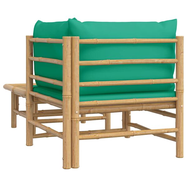 vidaXL 2 Piece Garden Lounge Set with Green Cushions Bamboo