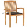 vidaXL Stacking Garden Chairs with Cushions 4 pcs Solid Teak Wood