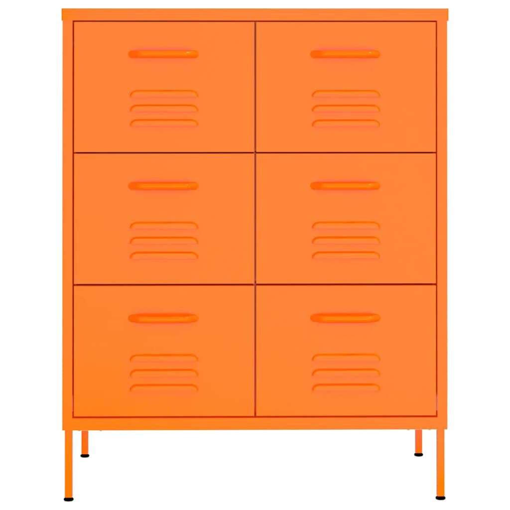 vidaXL Drawer Cabinet Orange 80x35x101.5 cm Steel