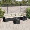 vidaXL 7 Piece Garden Sofa Set with Cushions Black Poly Rattan