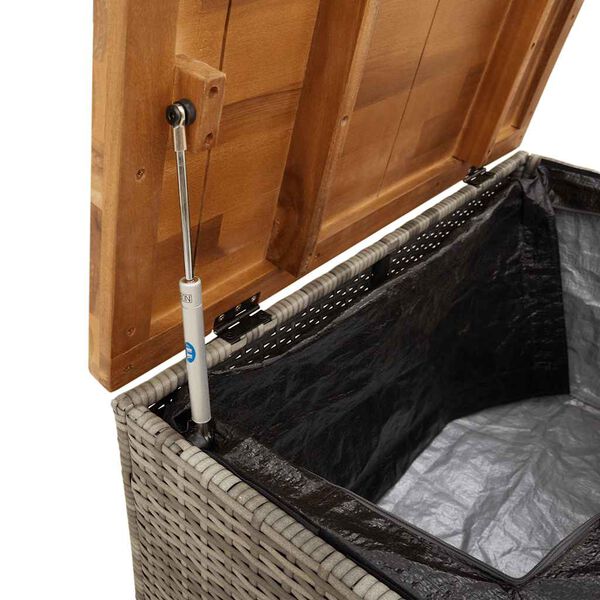 vidaXL Garden Storage Box Grey 80x40x48 cm Poly Rattan Acacia Wood
