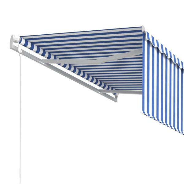 vidaXL Automatic Retractable Awning with Blind 3x2.5m Blue&White