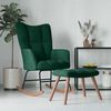 vidaXL Rocking Chair with a Stool Dark Green Velvet