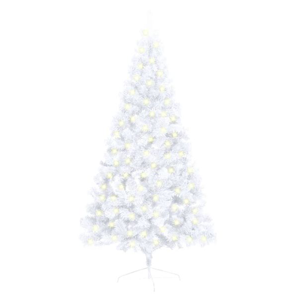 vidaXL Artificial Half Pre-lit Christmas Tree with Stand White 150 cm PVC