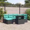 vidaXL Garden Sofa Set with Cushion 7 pcs Black Poly rattan