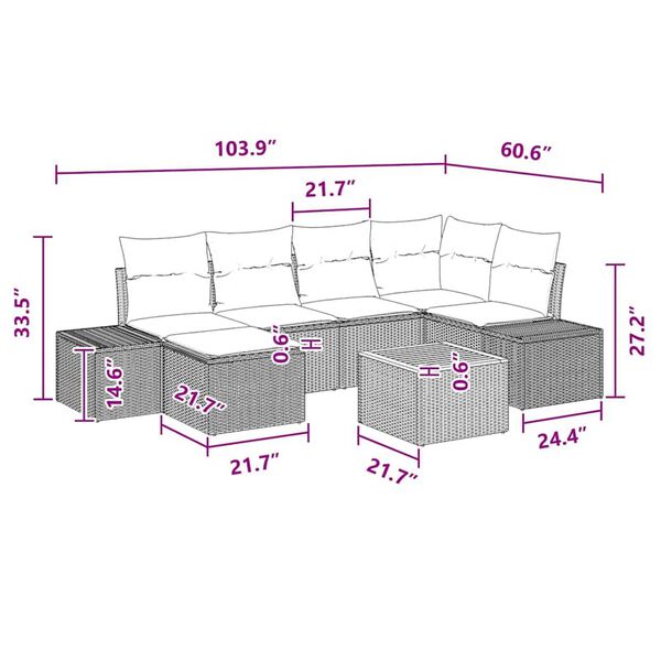 vidaXL Garden Sofa Set 7 pcs Black and turquoise