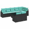 vidaXL Garden Sofa Set 9 pcs Black and Turquoise Poly Rattan