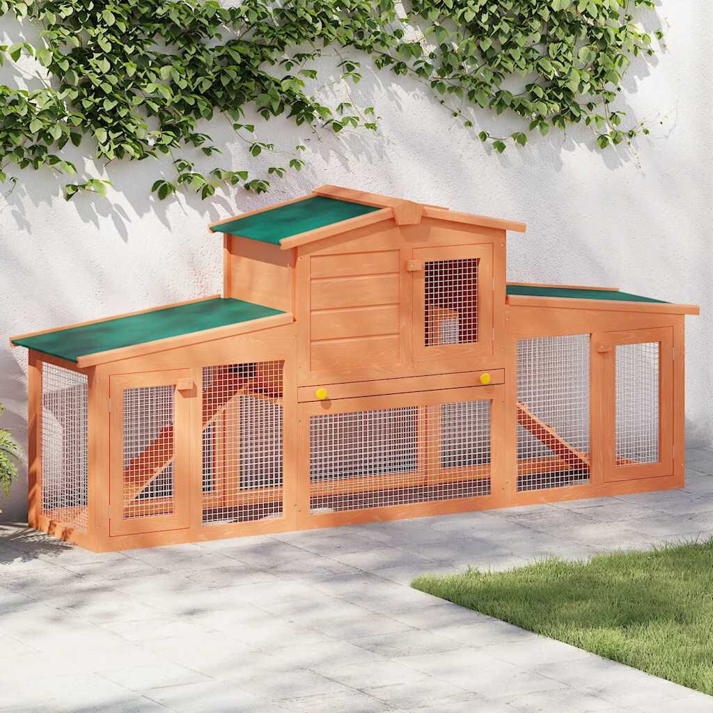 vidaXL Large Rabbit Hutch Small Animal House Pet Cage with Roofs Wood