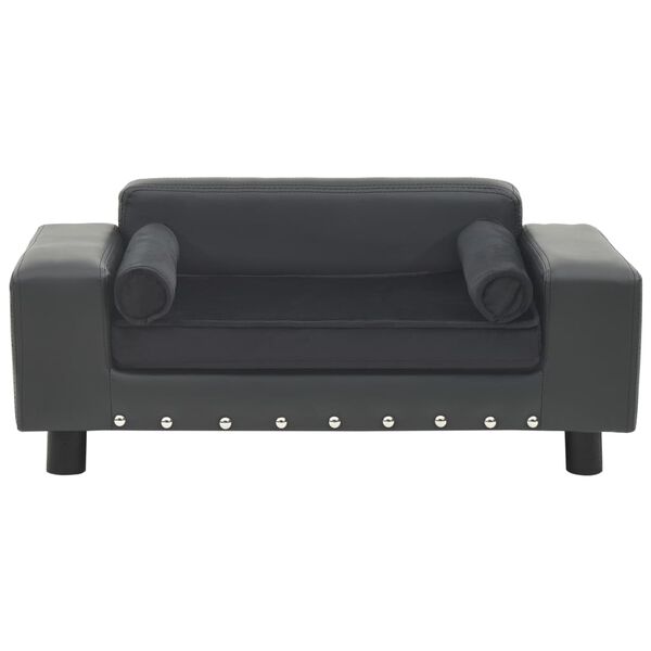 vidaXL Dog Sofa Dark Grey 81x43x31 cm Plush and Faux Leather
