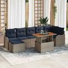 vidaXL Garden Sofa Set with Cushion 8 pcs Grey and navy blue