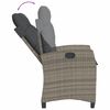 vidaXL Reclining Garden Chair with Cushions Grey Poly Rattan