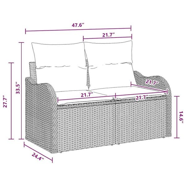 vidaXL Garden Sofa Set Manual 8 pcs Black, Turquoise 55 x 55 x 37 cm