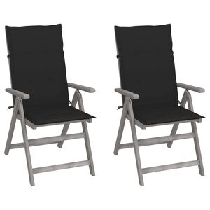 vidaXL Garden Reclining Chairs 2 pcs with Cushions Solid Wood Acacia