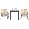 vidaXL 3 Piece Garden Dining Set with Cushions Brown Poly Rattan Glass