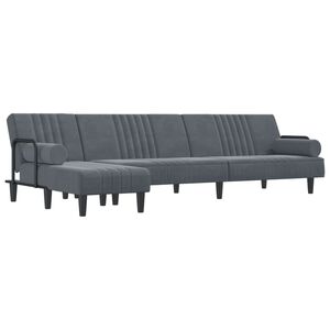 vidaXL L-shaped Sofa Bed Dark Grey 260x140x70 cm Velvet