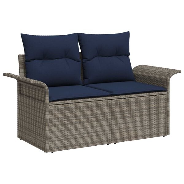 vidaXL 6 Piece Garden Sofa Set with Cushions Grey Poly Rattan