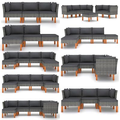 vidaXL Garden Sofa Poly Rattan and Solid Eucalyptus Wood