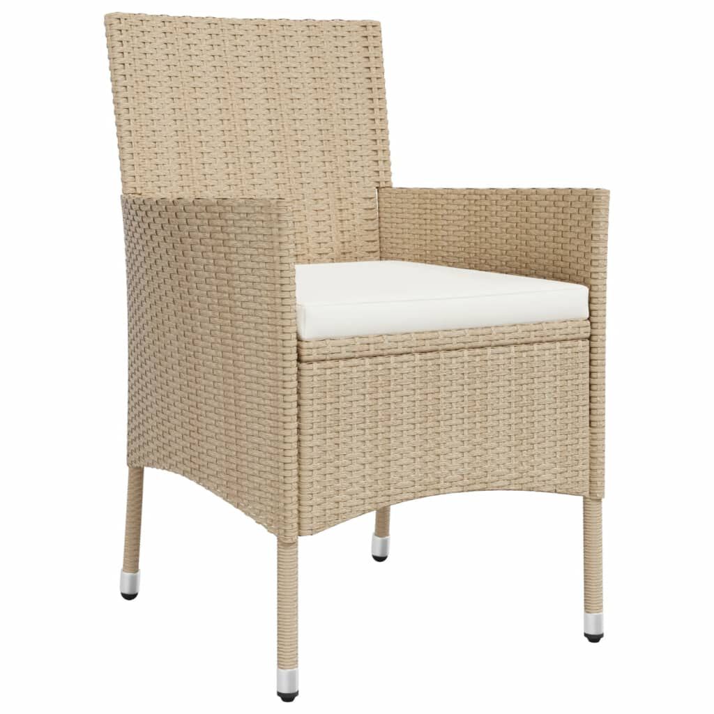 vidaXL 5 Piece Garden Dining Set with Cushions Beige Poly Rattan