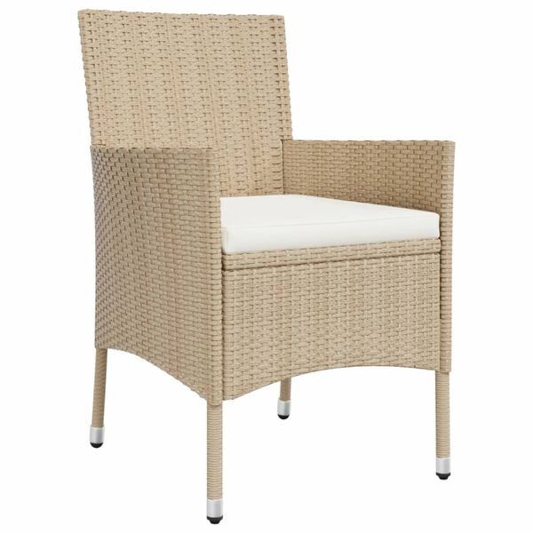 vidaXL 5 Piece Garden Dining Set with Cushions Beige Poly Rattan