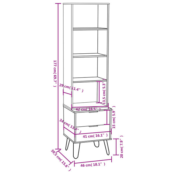 vidaXL Book Cabinet New York Grey Solid Pine Wood