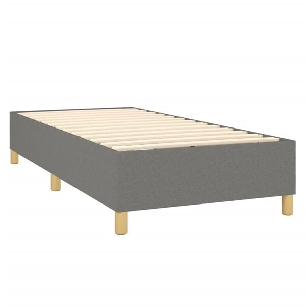 vidaXL Box Spring Bed Frame Dark Grey Twin Fabric (US Only)