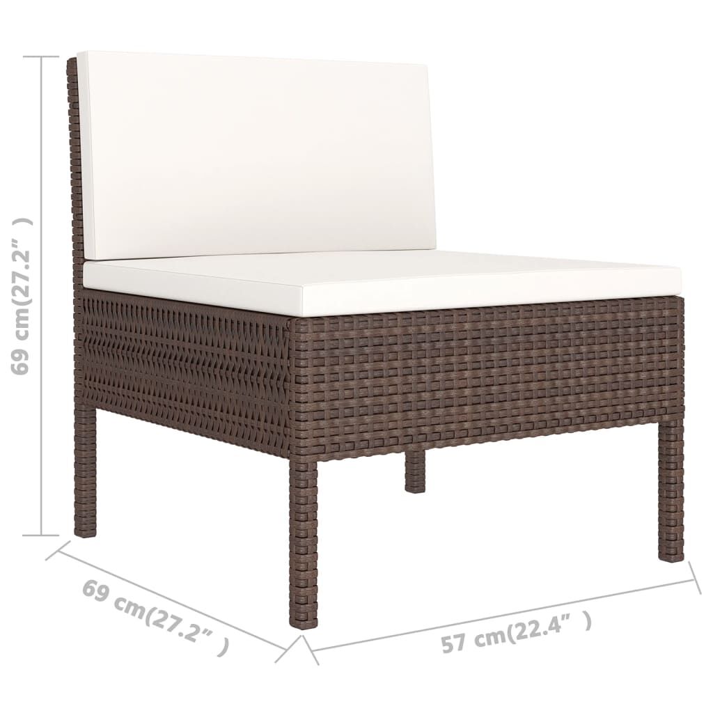 vidaXL 8 Piece Garden Lounge Set with Cushions Poly Rattan Brown