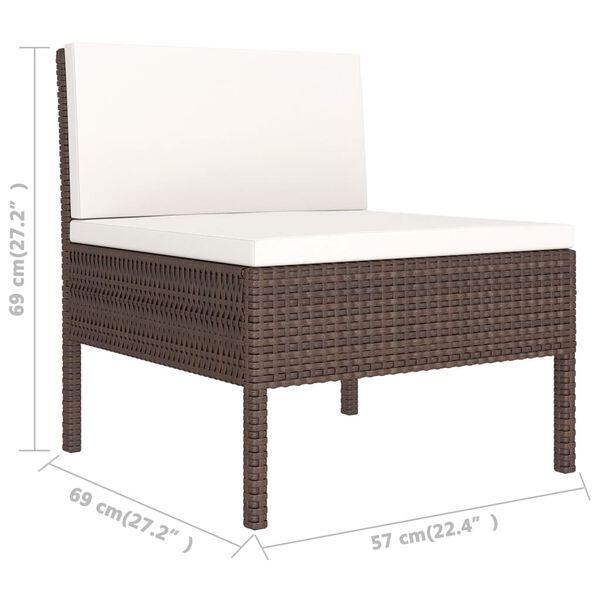 vidaXL 8 Piece Garden Lounge Set with Cushions Poly Rattan Brown