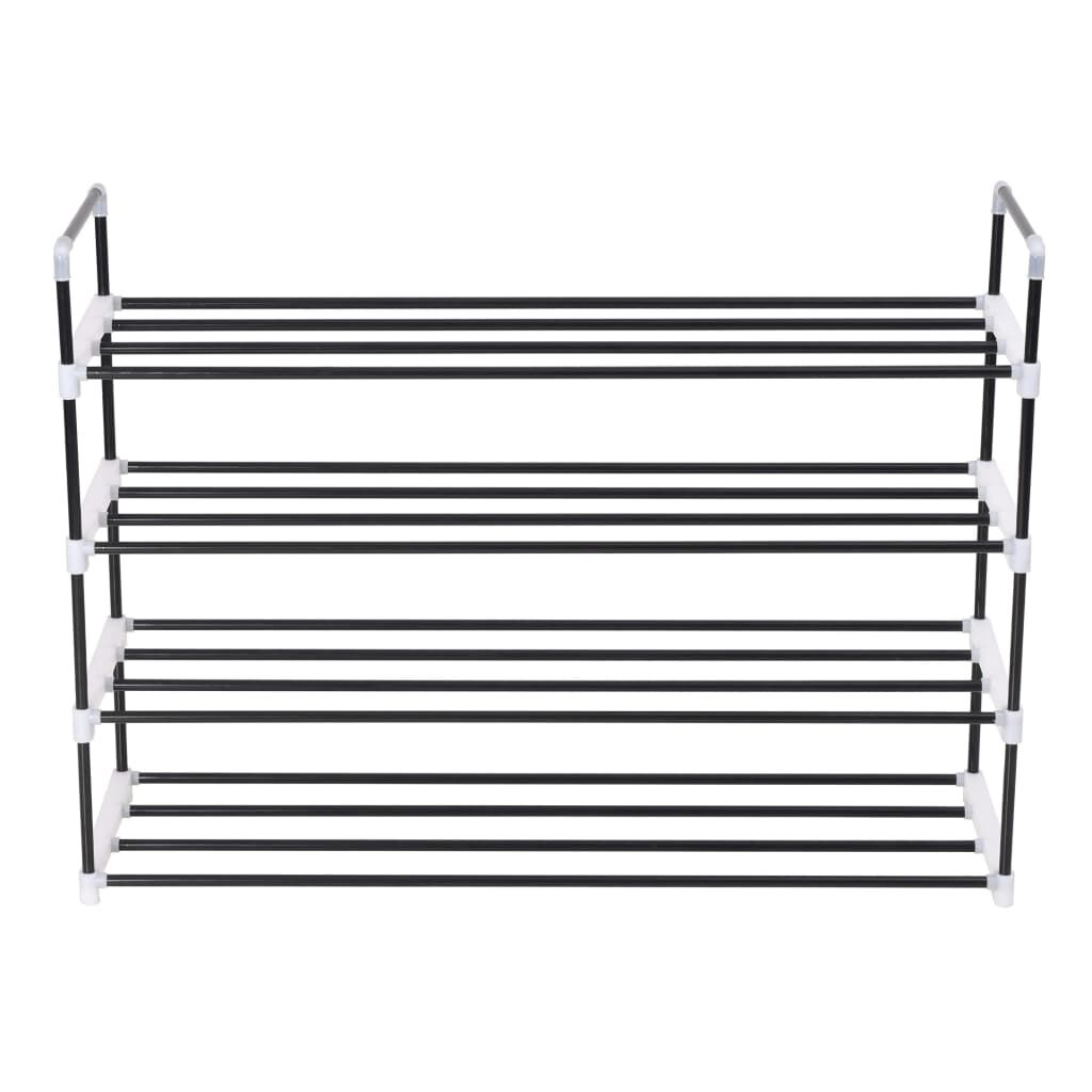 vidaXL Shoe Rack with 4 Shelves Metal and Plastic Black