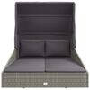 vidaXL Sunbed with Foldable Roof Grey 200x114x128 cm Poly Rattan