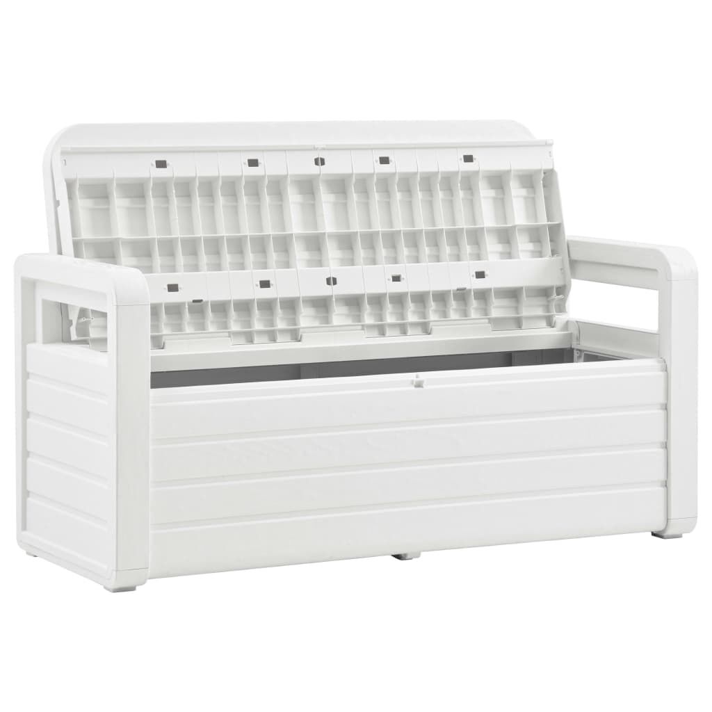 vidaXL Garden Storage Bench 132.5 cm Plastic White