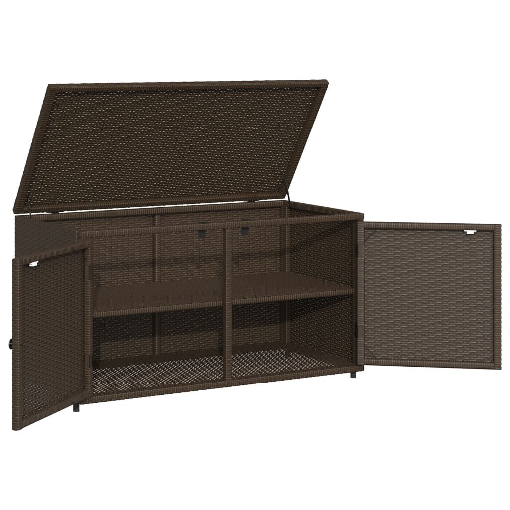vidaXL Garden Storage Cabinet Brown 110x55x60.5 cm Poly Rattan