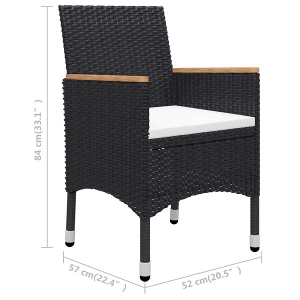 vidaXL 3 Piece Garden Dining Set Black