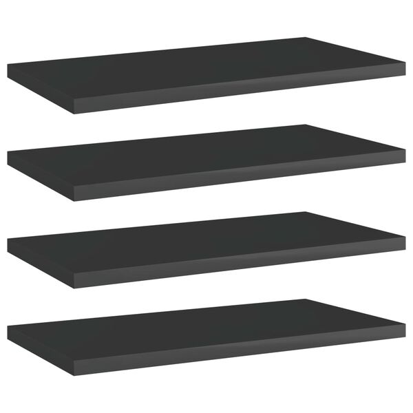 vidaXL Bookshelf Boards 4 pcs High Gloss Black 40x20x1.5 cm Engineered Wood