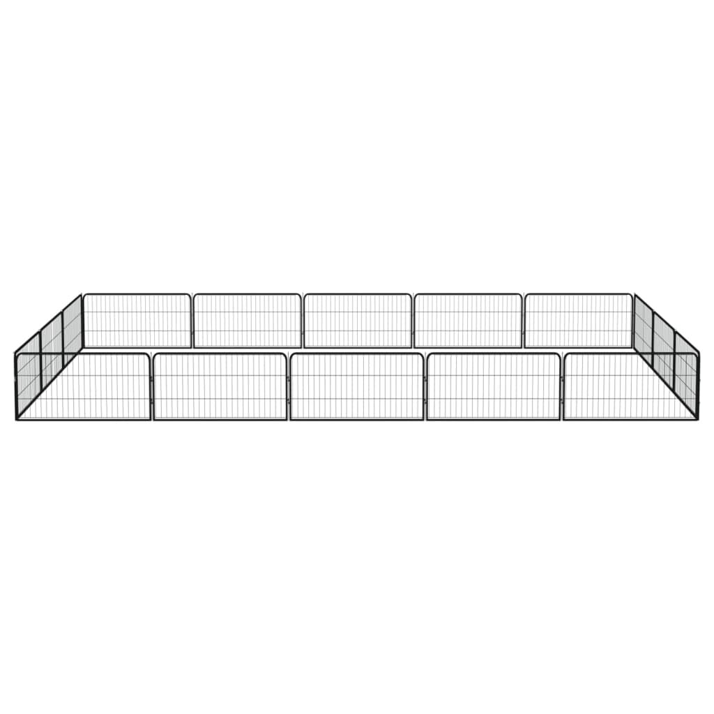 vidaXL 16-Panel Dog Playpen Black 100x50 cm Powder-coated Steel