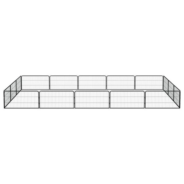 vidaXL 16-Panel Dog Playpen Black 100x50 cm Powder-coated Steel