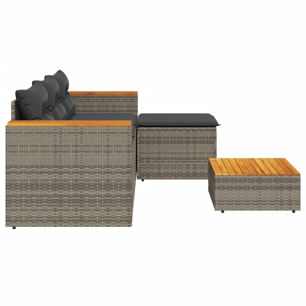 vidaXL 3 Piece Garden Sofa Set with Cushions Grey Poly Rattan