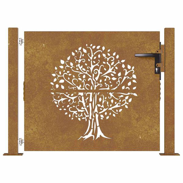 vidaXL Garden Gate 100x75 cm Corten Steel Tree Design