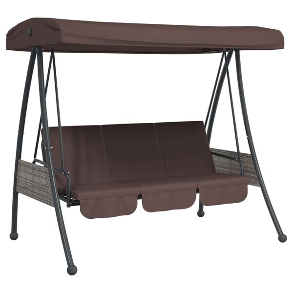 vidaXL Garden Swing Bench with Adjustable Canopy Coffee Brown&nbsp;Steel